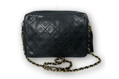 Chanel Camera Bag in pelle nera trapuntata – Vintage anni ‘80/’90 - Etoilux