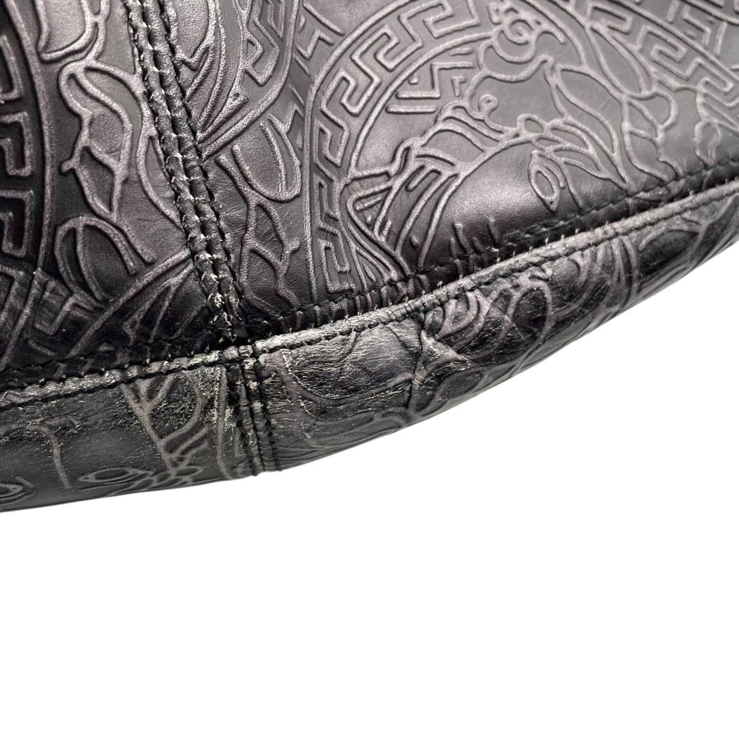 Versace Medusa – Hobo bag in pelle nera incisa - Etoilux