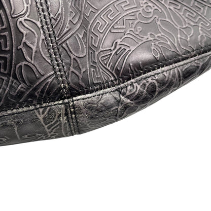 Versace Medusa – Hobo bag in pelle nera incisa - Etoilux