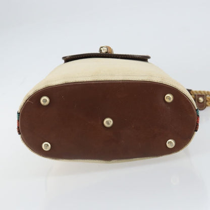 Gucci Vintage Bamboo Bucket Bag Canvas Beige Web Stripe – 23 cm - Etoilux
