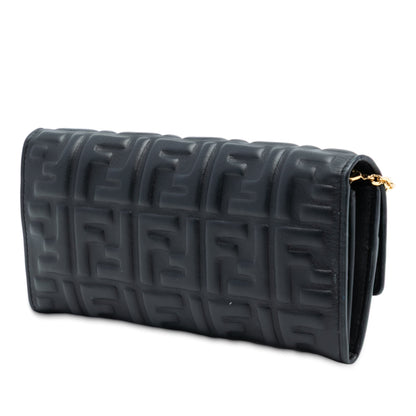 Fendi Baguette Soft FF Continental Wallet on Chain Nappa Nera Hardware Oro – 19 cm - Etoilux