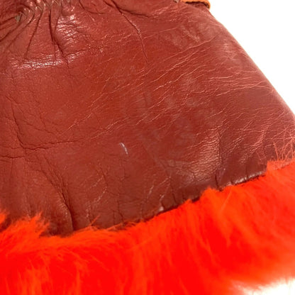 Fendi – Guanti in Pelle Rossa con Pelliccia Arancione – Taglia M – Vintage - Etoilux