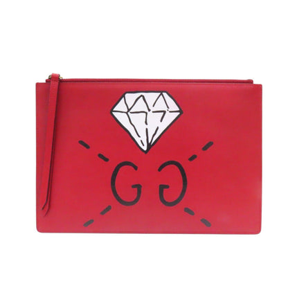 Gucci GucciGhost Diamond clutch calfskin rosso stampa GG diamante vista frontale