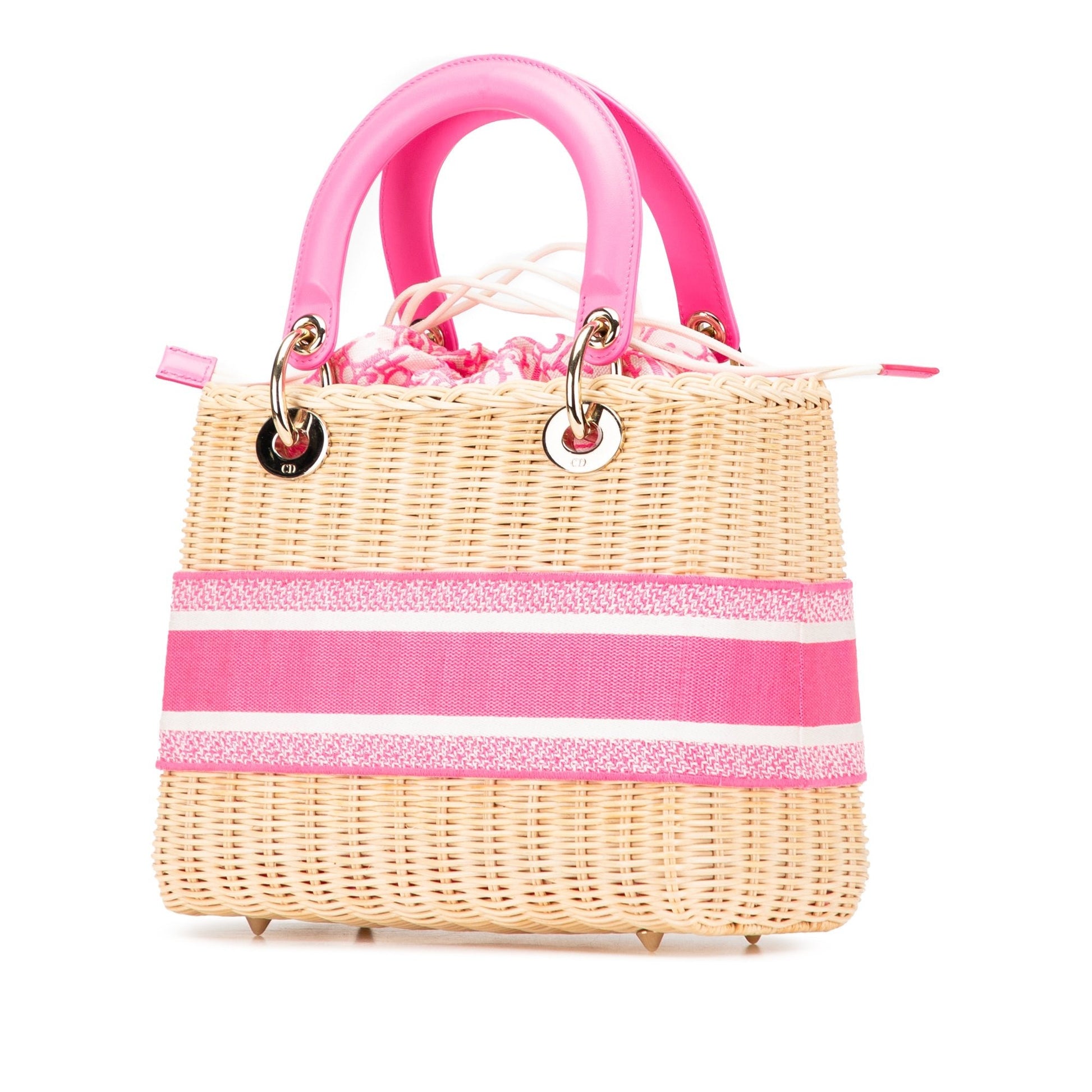 Dior – Lady Dior Basket Bag in Paglia e Dettagli Rosa (2022) - Etoilux