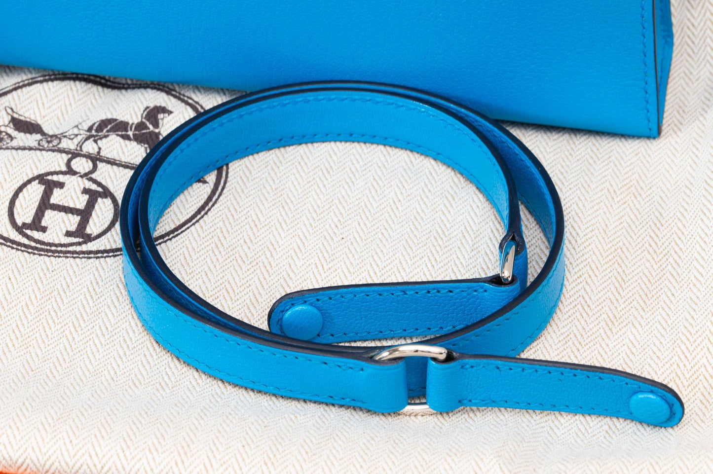 Hermès Kelly Elan – Chèvre Mysore Blue Hydra – Palladium Hardware - Etoilux