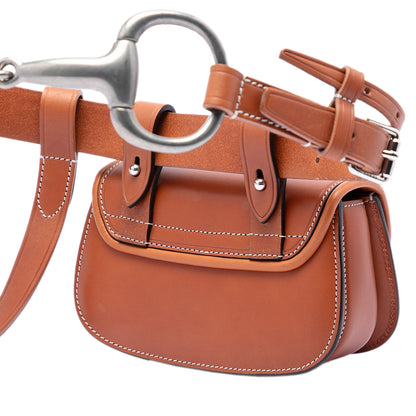 Gucci Bamboo 1947 Belt Bag Pelle di Vitello Marrone con Cintura Horsebit — Mini - Etoilux