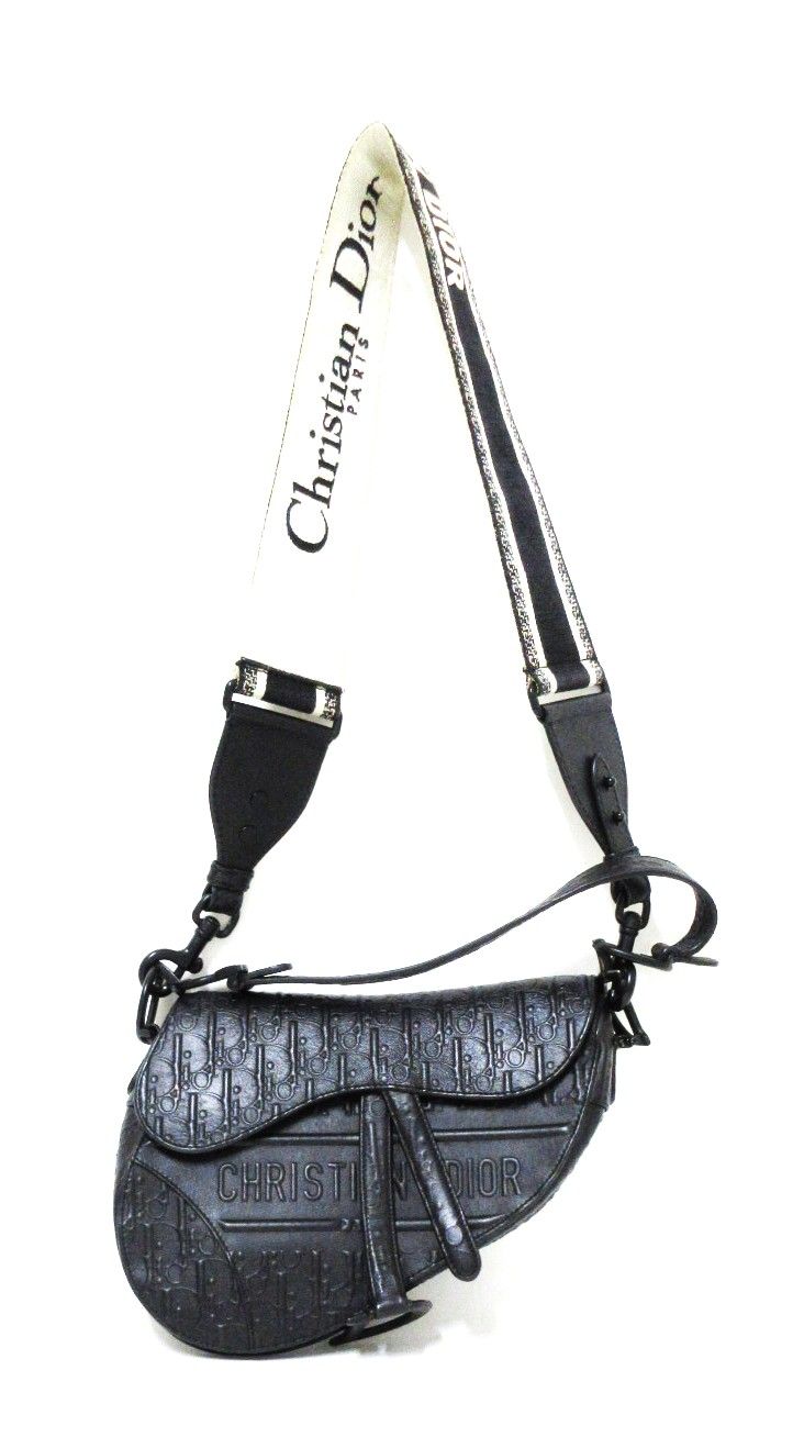 Dior Saddle Bag in pelle Oblique nera – Size Medium - Etoilux