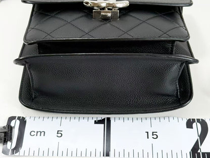 Chanel Coco Logo Top Handle Flap Bag Caviar Nero Hardware Silver — Nuova con Sigillo - Etoilux
