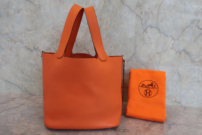 Hermès Picotin Lock MM Pelle Clemence Orange – Hardware Palladio - Etoilux