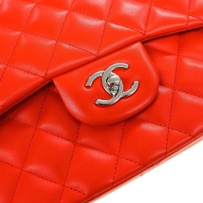 Chanel Classic Double Flap Jumbo Agnellino Rosso Hardware Silver 2016 – 30 cm - Etoilux