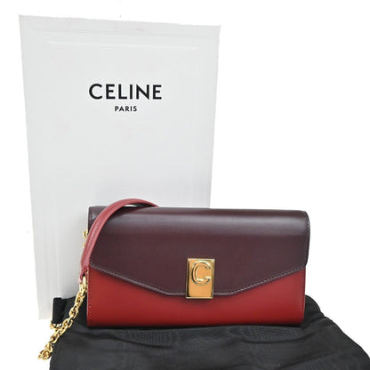 Céline C Wallet on Chain Bicolor Bordeaux Rosso | Pre-owned | Etoilux