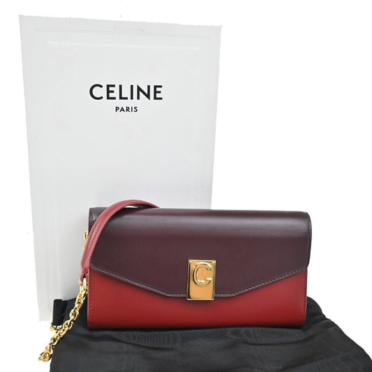 Céline C Wallet on Chain Bicolor Bordeaux Rosso | Pre-owned | Etoilux