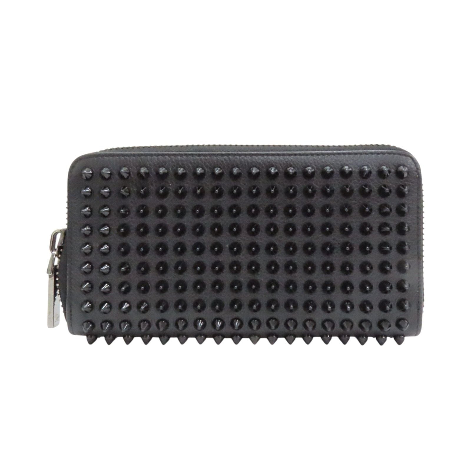 Christian Louboutin Panettone wallet calfskin nero interno rosso piega cuoio dettaglio