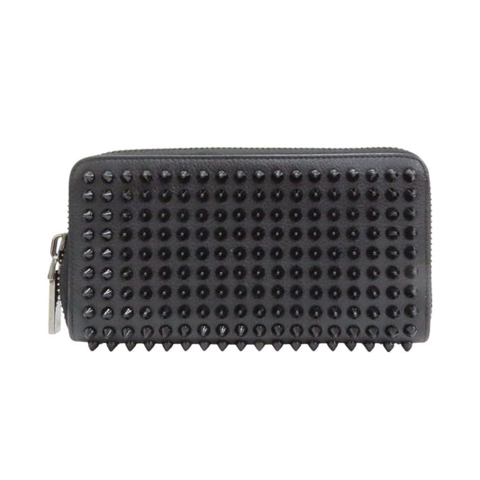 Christian Louboutin Panettone wallet calfskin nero interno rosso piega cuoio dettaglio
