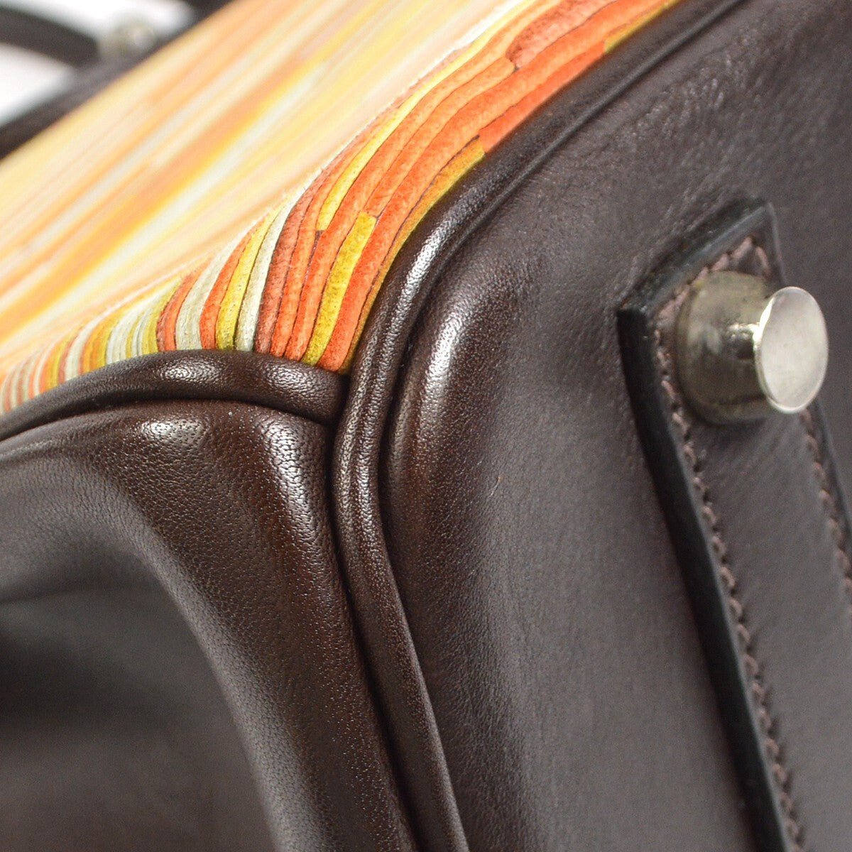 Hermès – Birkin 35 in Pelle Marrone con Inserti Tressé Multicolor - Etoilux