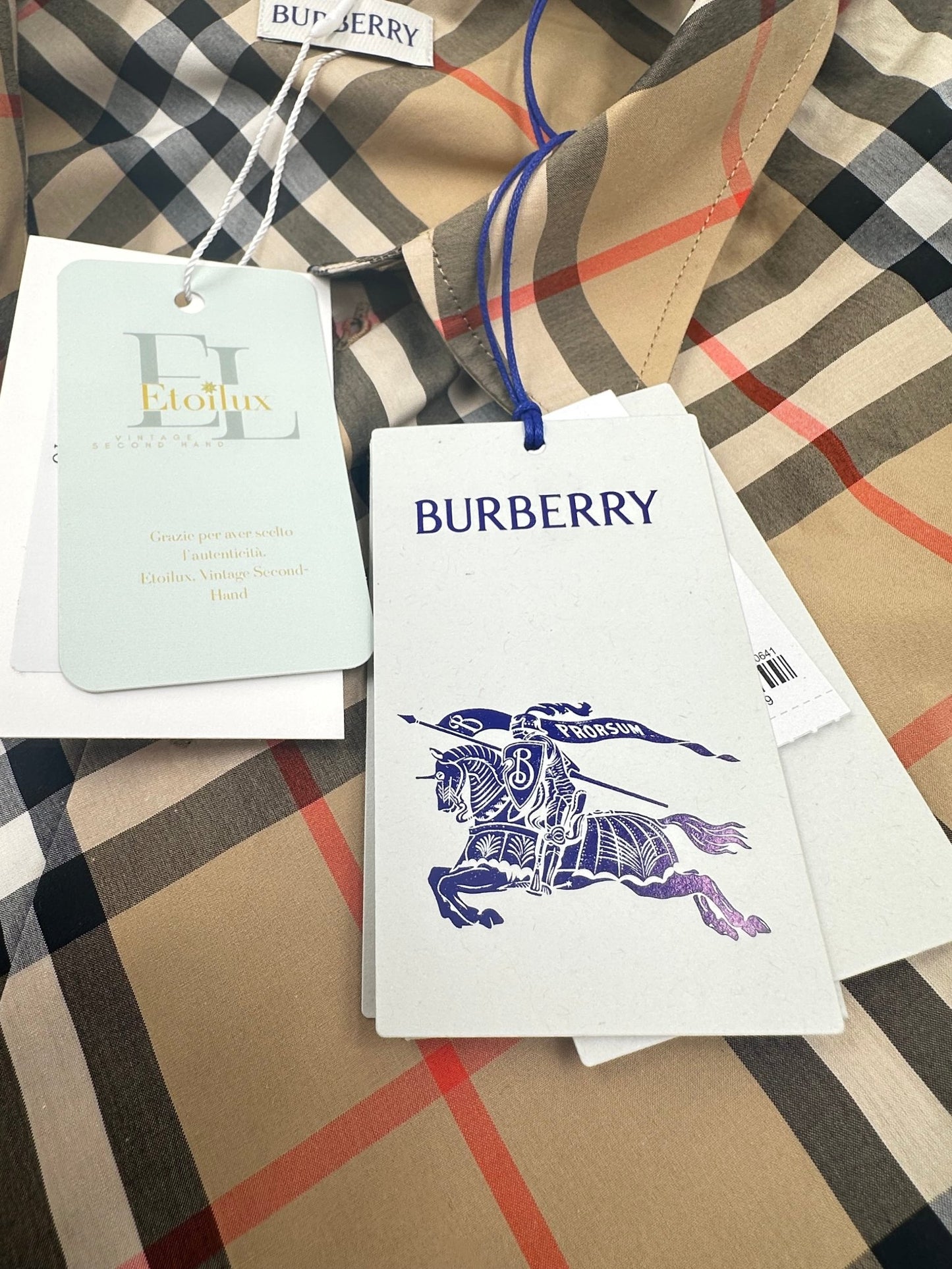 Burberry Camicia in Cotone Motivo Check Beige – Nuova con Cartellino - Etoilux