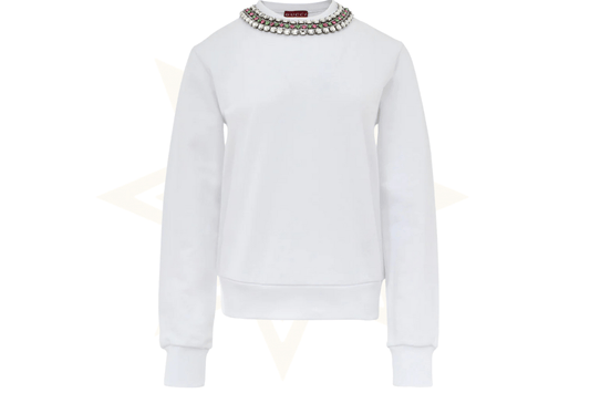 Gucci Felpa Bianca con Collo Gioiello Gucci - Etoilux