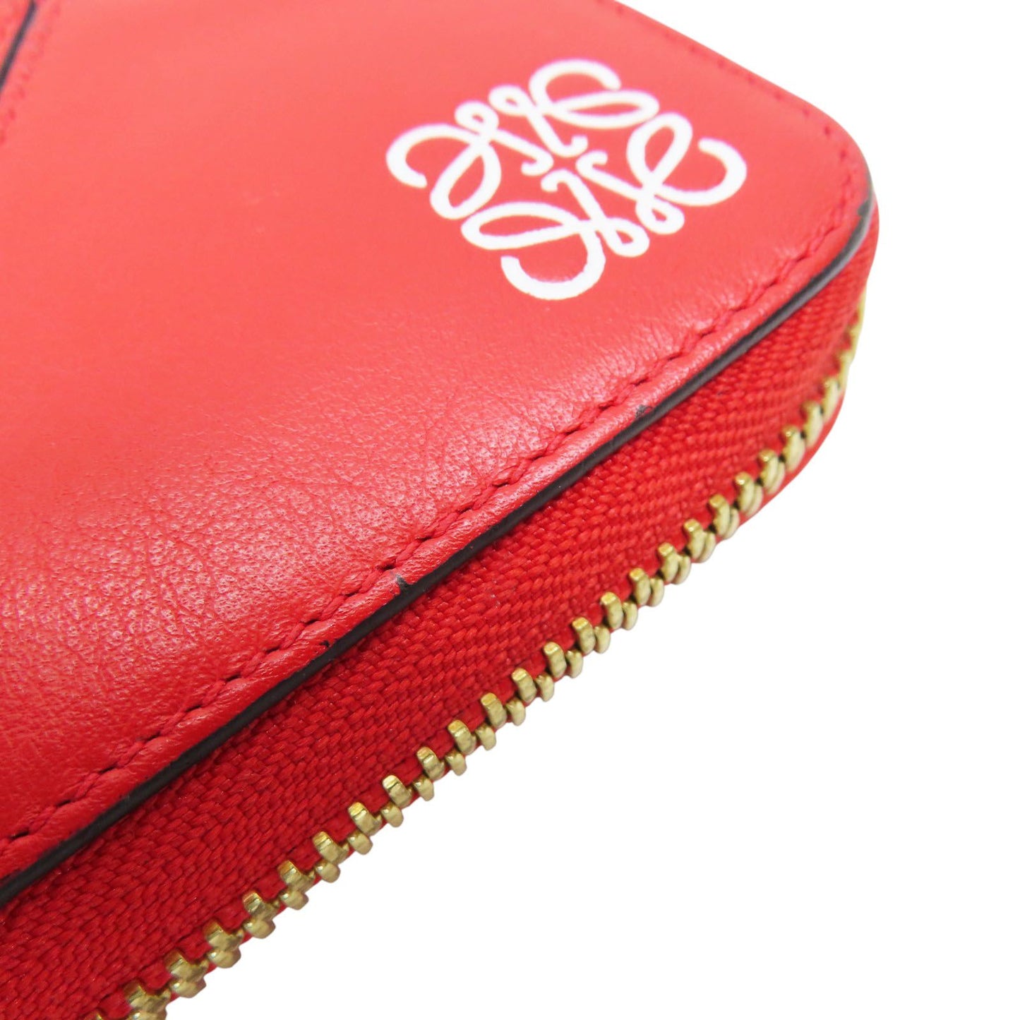 Loewe Puzzle Zip Around Wallet Vitello Liscio Rosso Scarlet - Etoilux