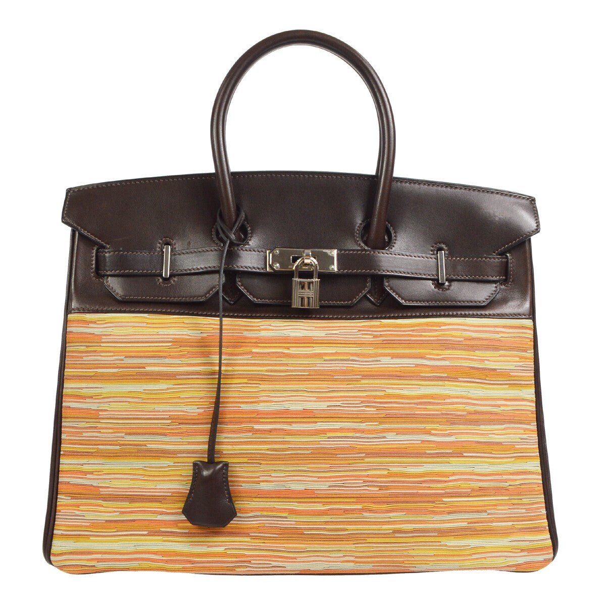 Hermès – Birkin 35 in Pelle Marrone con Inserti Tressé Multicolor - Etoilux