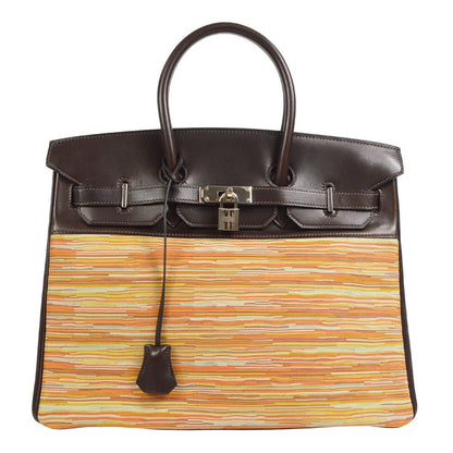 Hermès – Birkin 35 in Pelle Marrone con Inserti Tressé Multicolor - Etoilux