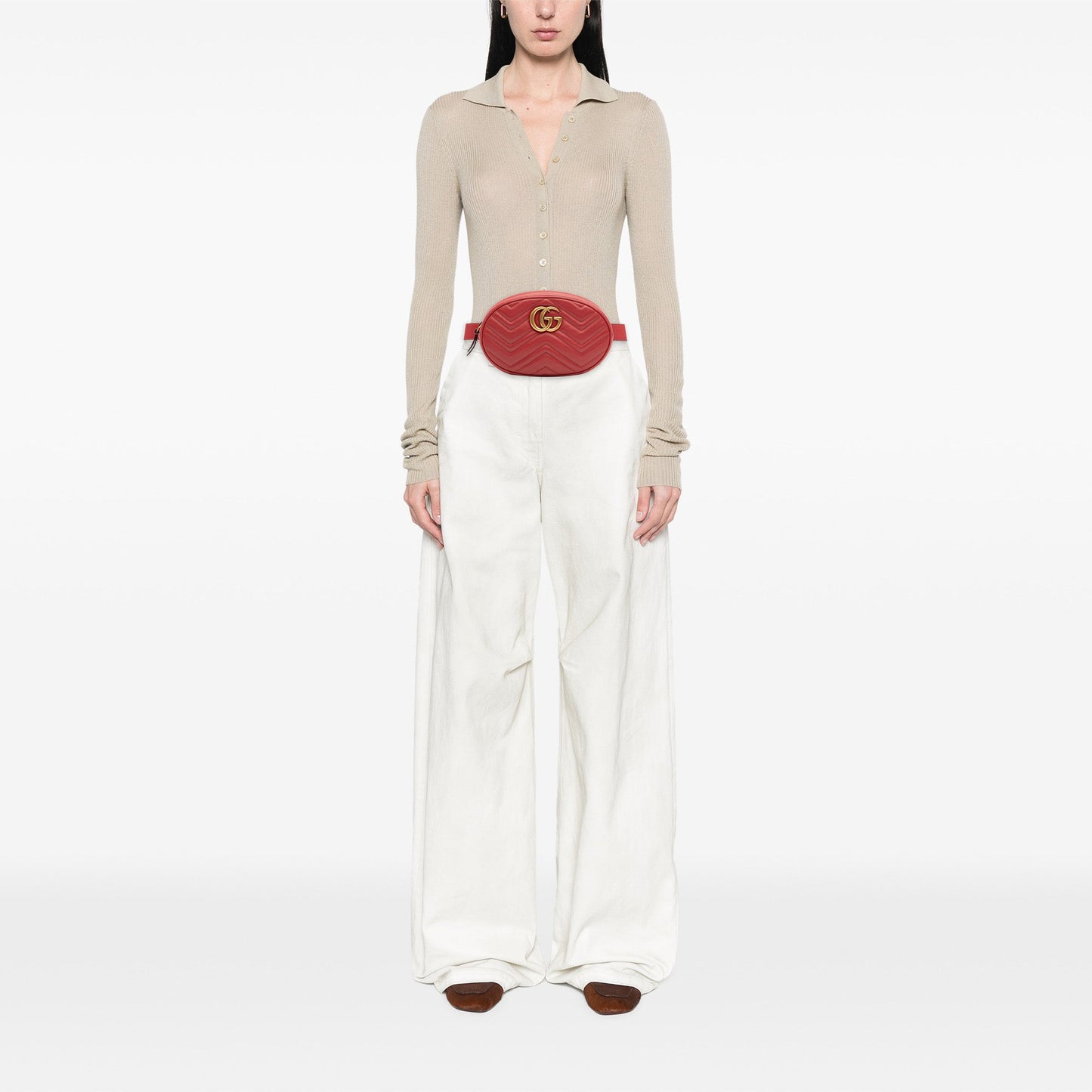 Gucci GG Marmont Matelassé – Belt Bag in Pelle Rossa – Small - Etoilux