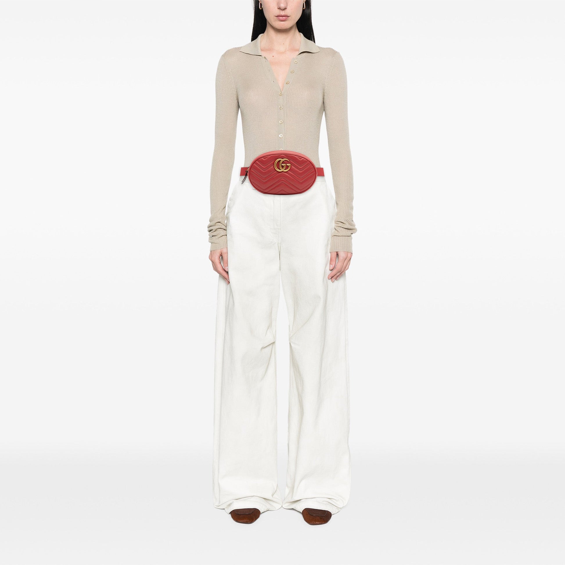 Gucci GG Marmont Matelassé – Belt Bag in Pelle Rossa – Small - Etoilux