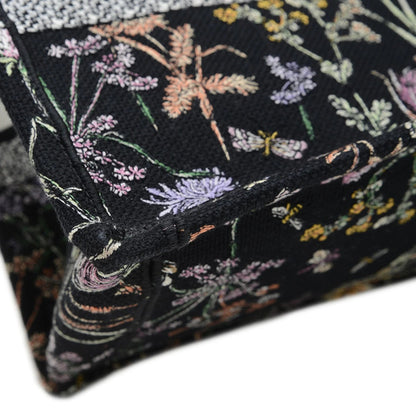 Christian Dior Dior Book Tote Borsa media in tela floreale nera M1296 BP - Etoilux