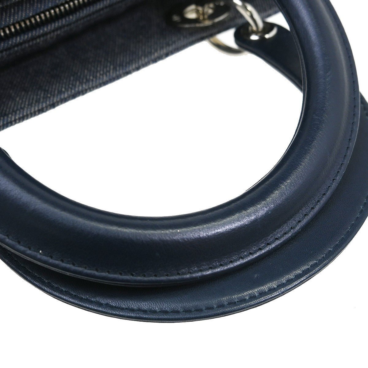 Christian Dior Lady Dior Cannage Denim Blu Navy Hardware Argento – 25 cm Medium - Etoilux
