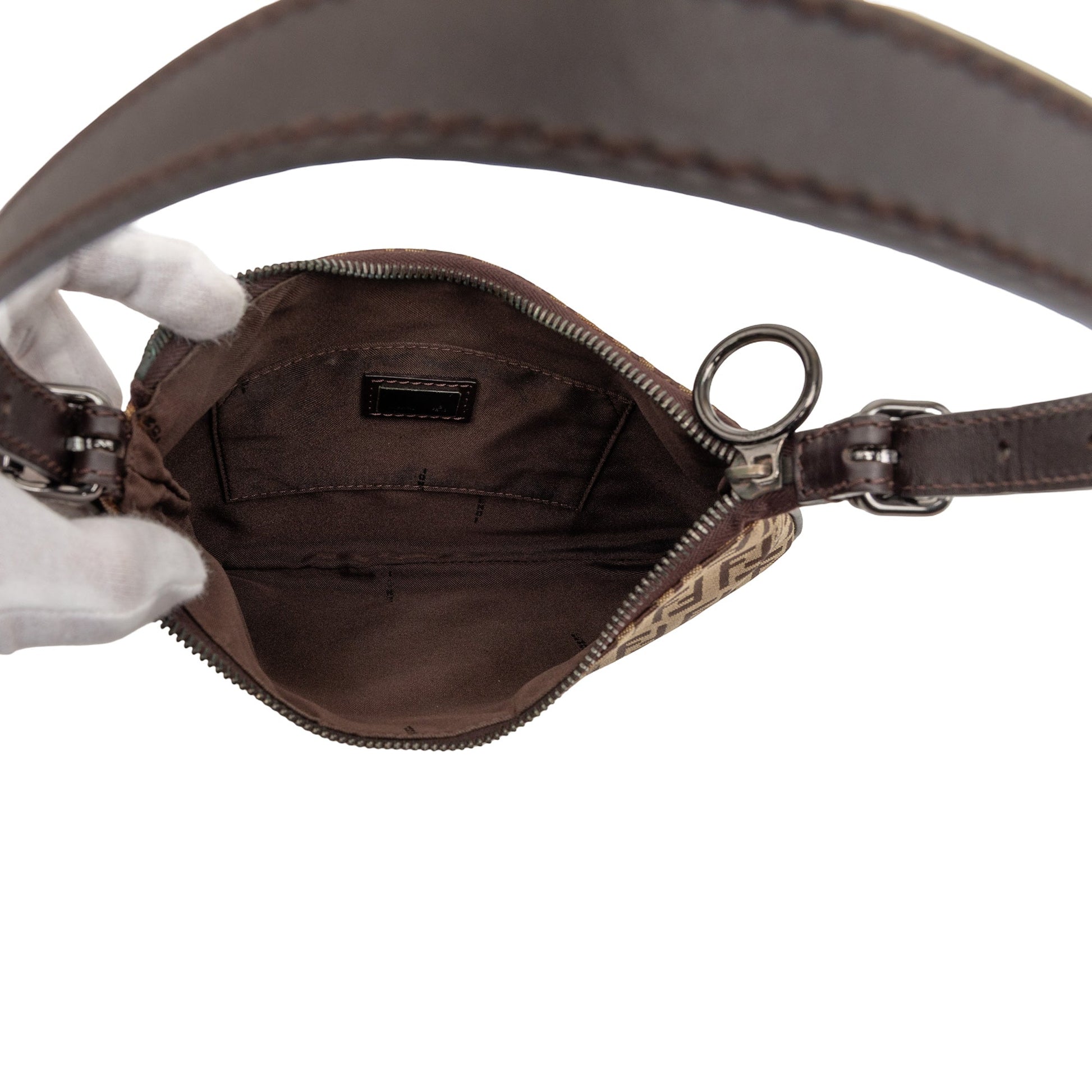 Fendi Oyster Bag Tela Zucchino Marrone Vintage – 23 cm - Etoilux