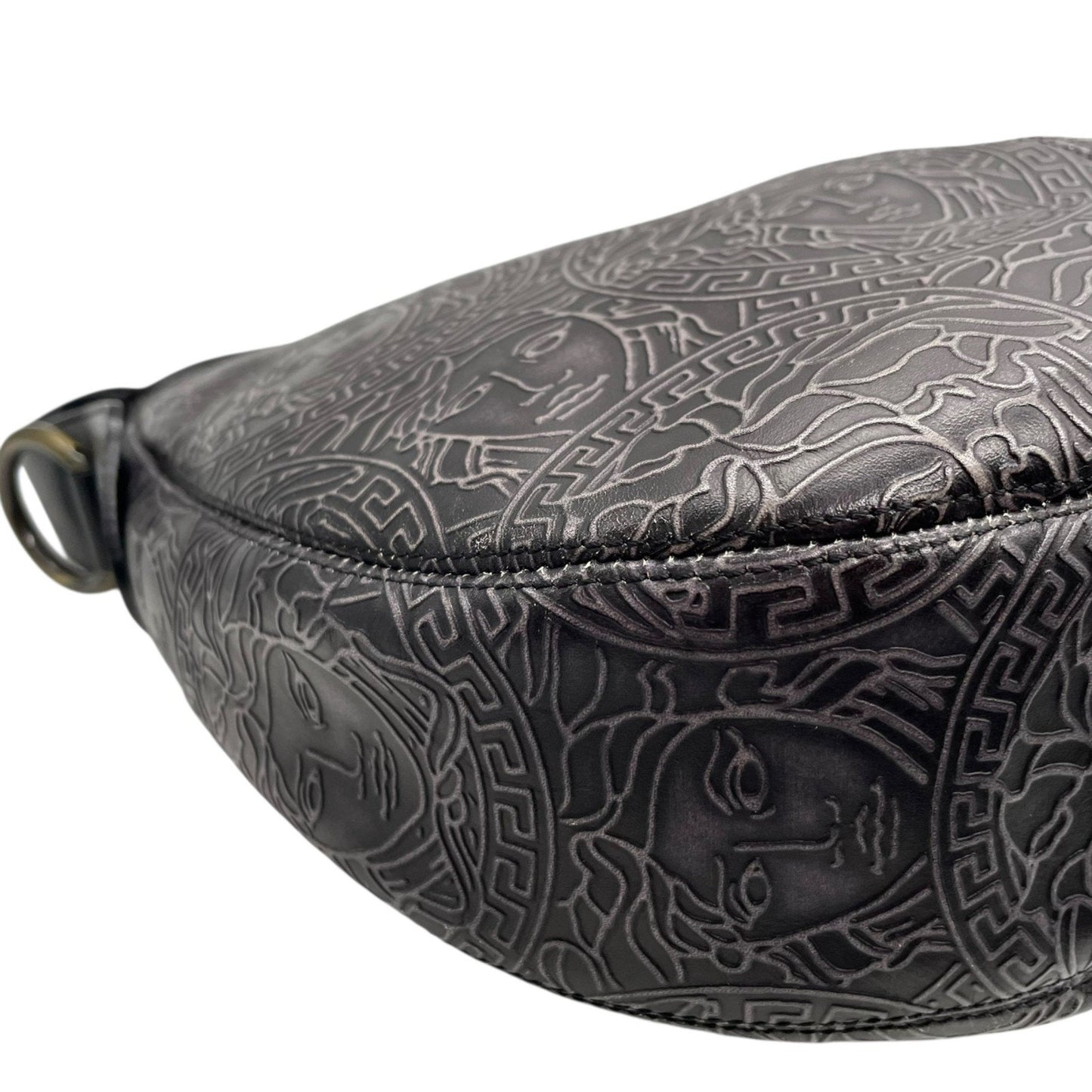 Versace Medusa – Hobo bag in pelle nera incisa - Etoilux