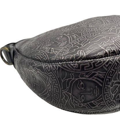 Versace Medusa – Hobo bag in pelle nera incisa - Etoilux