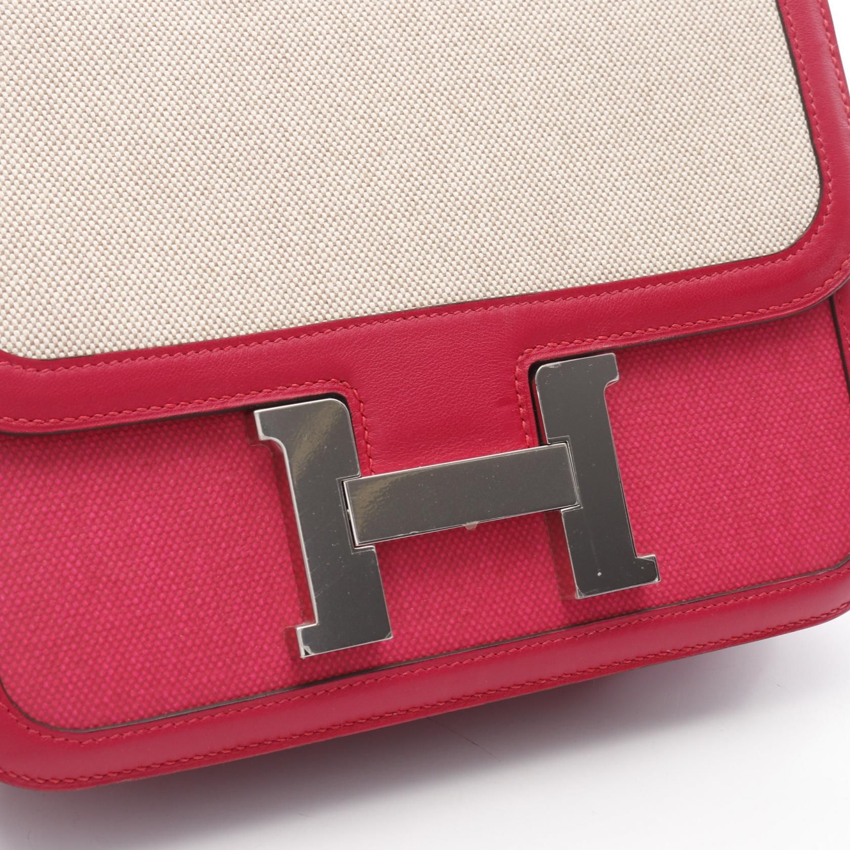 Hermès Constance 3 24 Toile H Berline & Swift Rose Shocking – 23,5 cm - Etoilux
