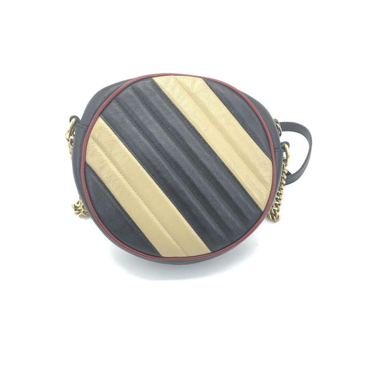 Gucci GG Marmont Round Mini Pelle Trapuntata Torchon Nero e Panna – 18 cm - Etoilux