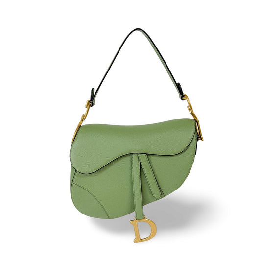 Dior Saddle Bag Media Verde Salvia Pelle Granulata Hardware Dorato | Etoilux