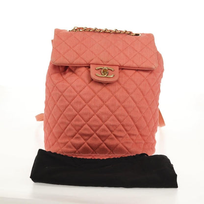 Chanel Zaino Denim Trapuntato Corallo Hardware Dorato – 20 cm - Etoilux