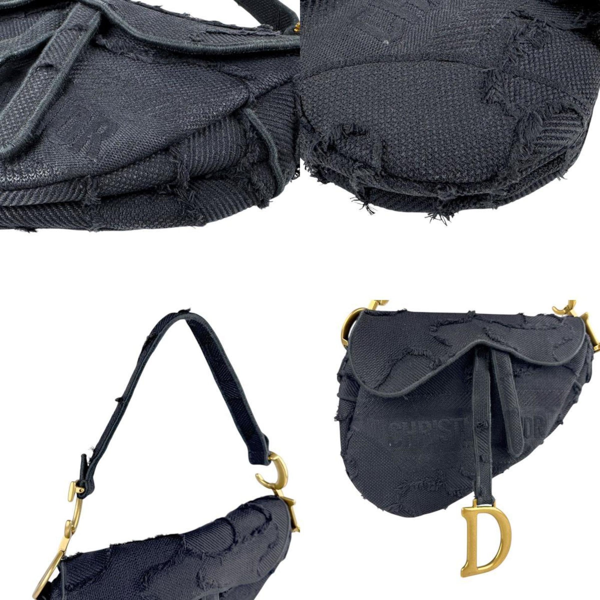 Dior Saddle Bag in tela nera distressed – Oro opaco – 2003 - Etoilux