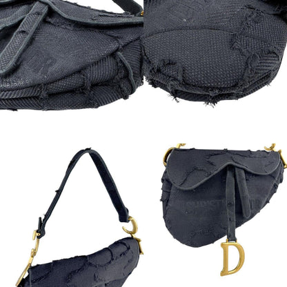 Dior Saddle Bag in tela nera distressed – Oro opaco – 2003 - Etoilux