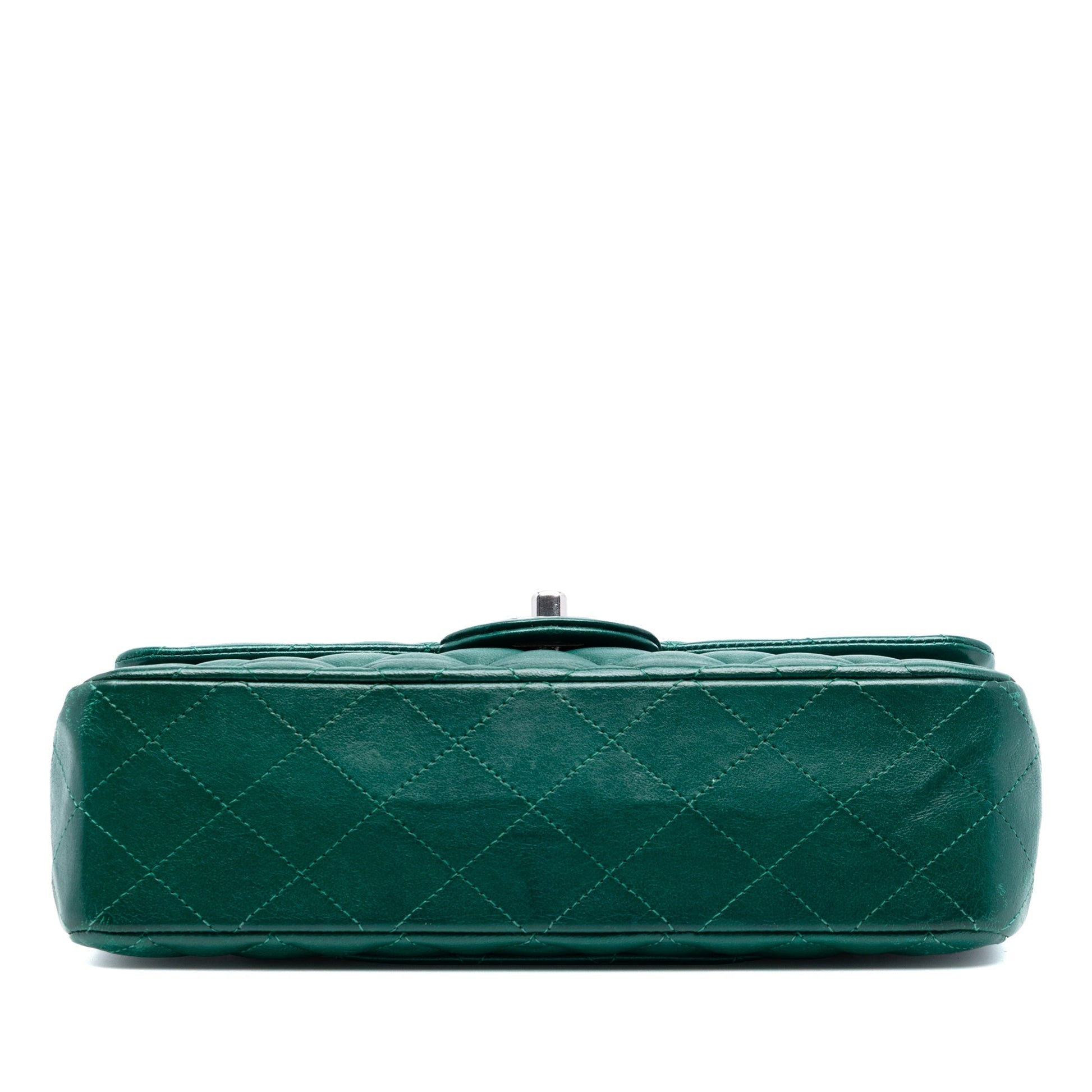 Chanel Classic Flap Small Agnello Verde Smeraldo Hardware Argento — 2018 - Etoilux