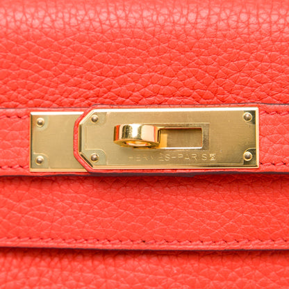 Hermès Kelly 28 Retourne in Taurillon Clemence Rouge Capucine – Gold Hardware – 2015 - Etoilux