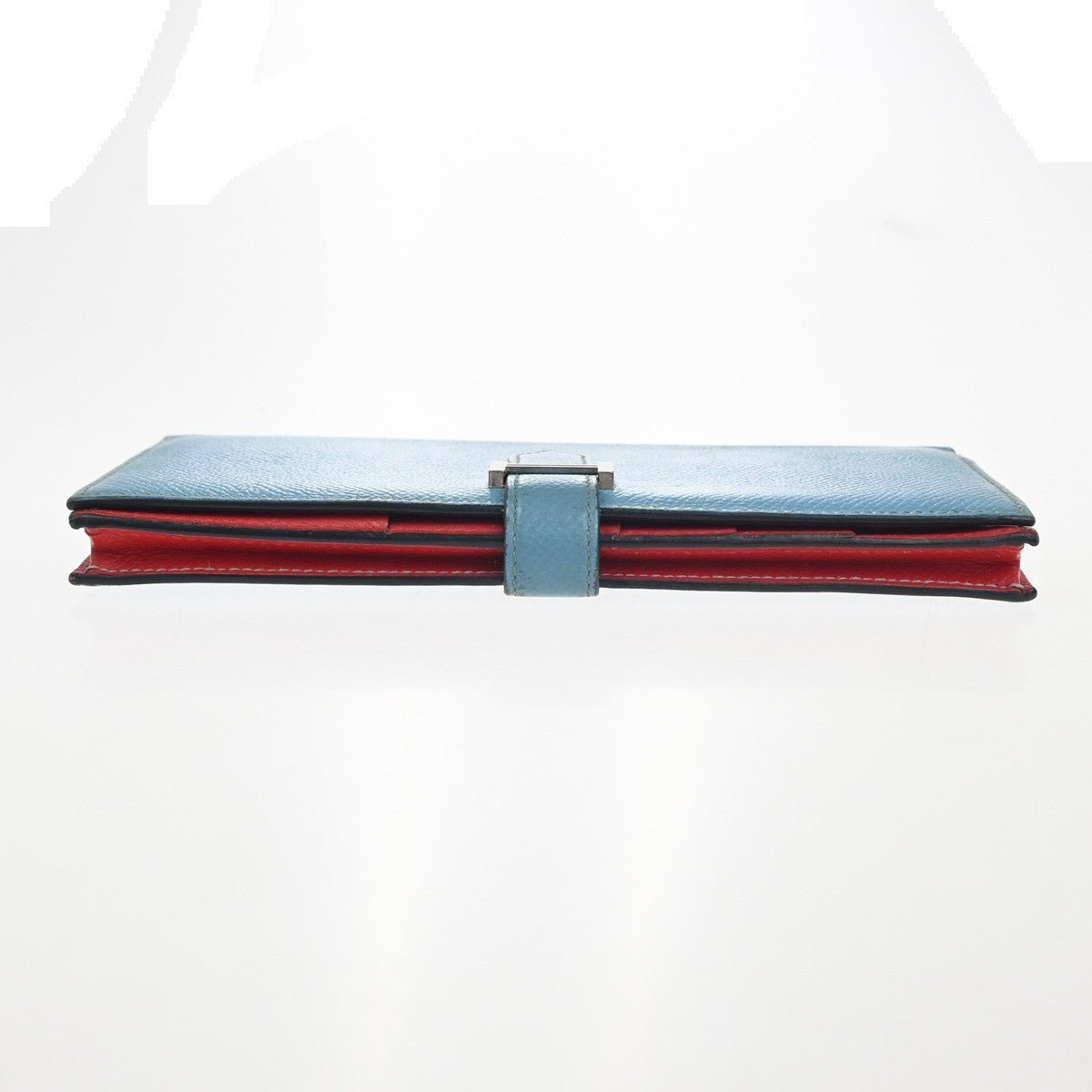 Hermès Béarn Soufflet – Pelle Epsom Bicolore – Blue Céleste / Rouge Tomate – Anno 2000 - Etoilux