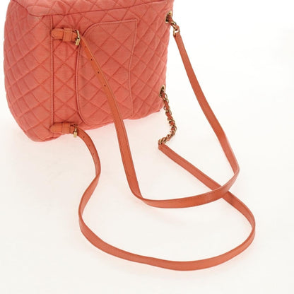Chanel Zaino Denim Trapuntato Corallo Hardware Dorato – 20 cm - Etoilux