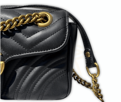 Gucci GG Marmont Mini Bag in Pelle Matelassé Nera – Pre - owned - Etoilux