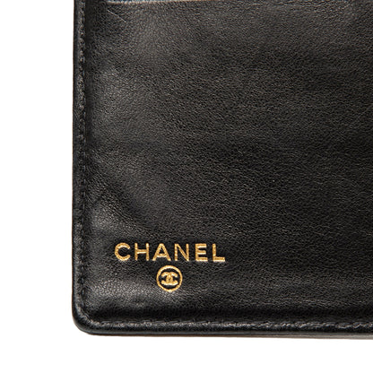 Chanel – Portafoglio lungo francese bifold CC in pelle Caviar nera - Etoilux