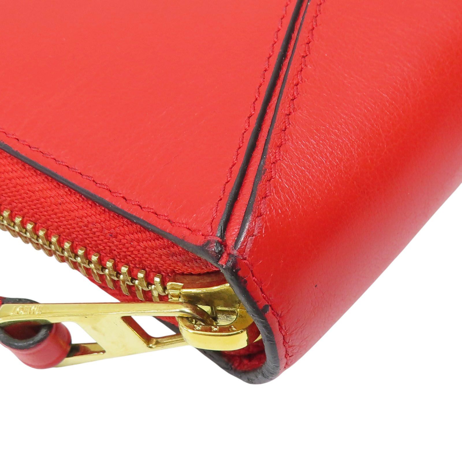 Loewe Puzzle Zip Around Wallet Vitello Liscio Rosso Scarlet - Etoilux