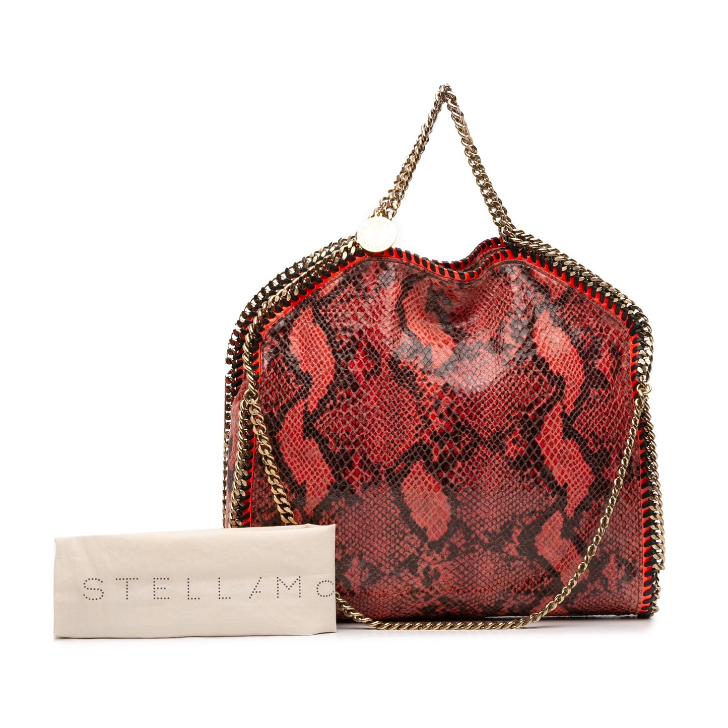 Stella McCartney Falabella – Borsa a Tracolla Pieghevole in Effetto Serpente Arancione - Etoilux