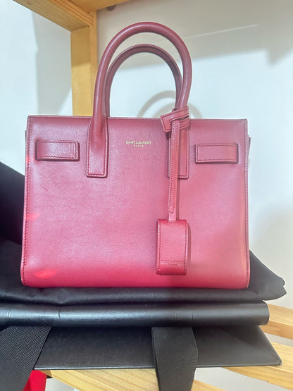 Saint Laurent Sac de Jour Nano in Pelle Bordeaux - Etoilux