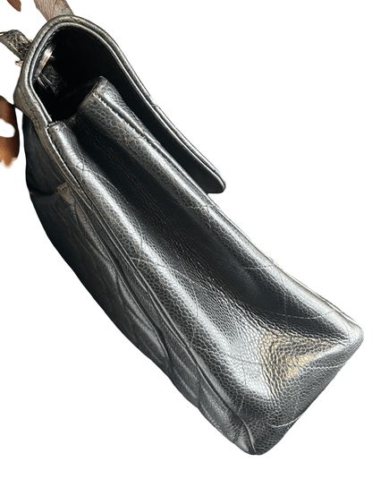 hanel Classic Flap Jumbo Single Flap — Pelle Caviar Nera, Hardware Silver — circa 2002–2003 · 30 cm - Etoilux
