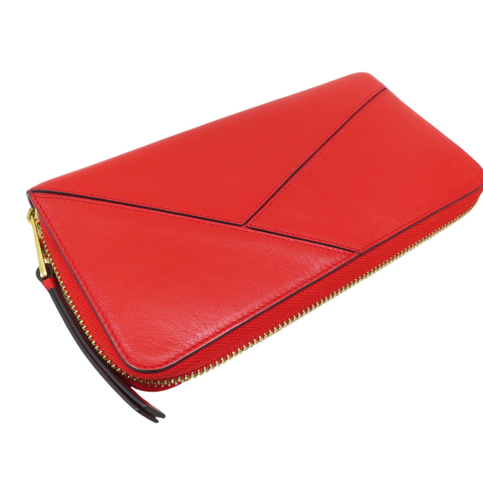 Loewe Puzzle Zip Around Wallet Vitello Liscio Rosso Scarlet - Etoilux