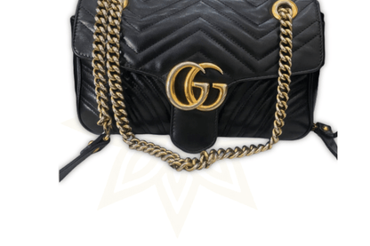 Gucci GG Marmont Small in pelle nera matelassé - Etoilux