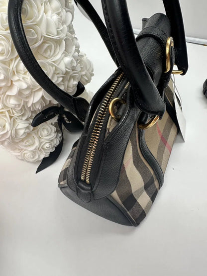 Burberry Orchard Small House Check e Pelle Nera – 27 cm - Etoilux